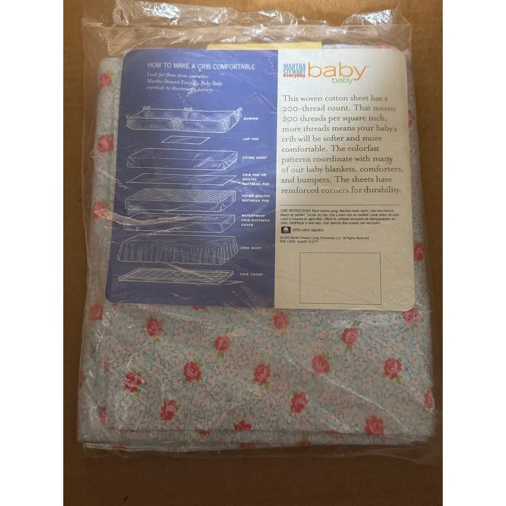Martha Stewart Everyday Baby Vintage 1999 Floral Fitted Crib Sheet 200TC Cotton